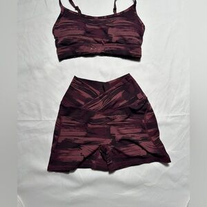 Alphalete Maroon and Black Patterned Shorts